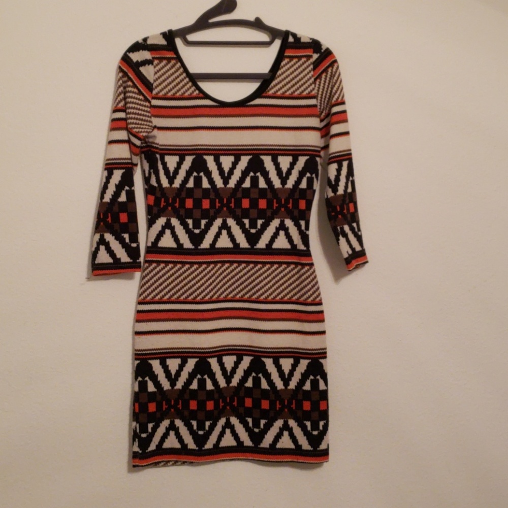 Aztec Tribal Pattern Sweater Bodycon Dress